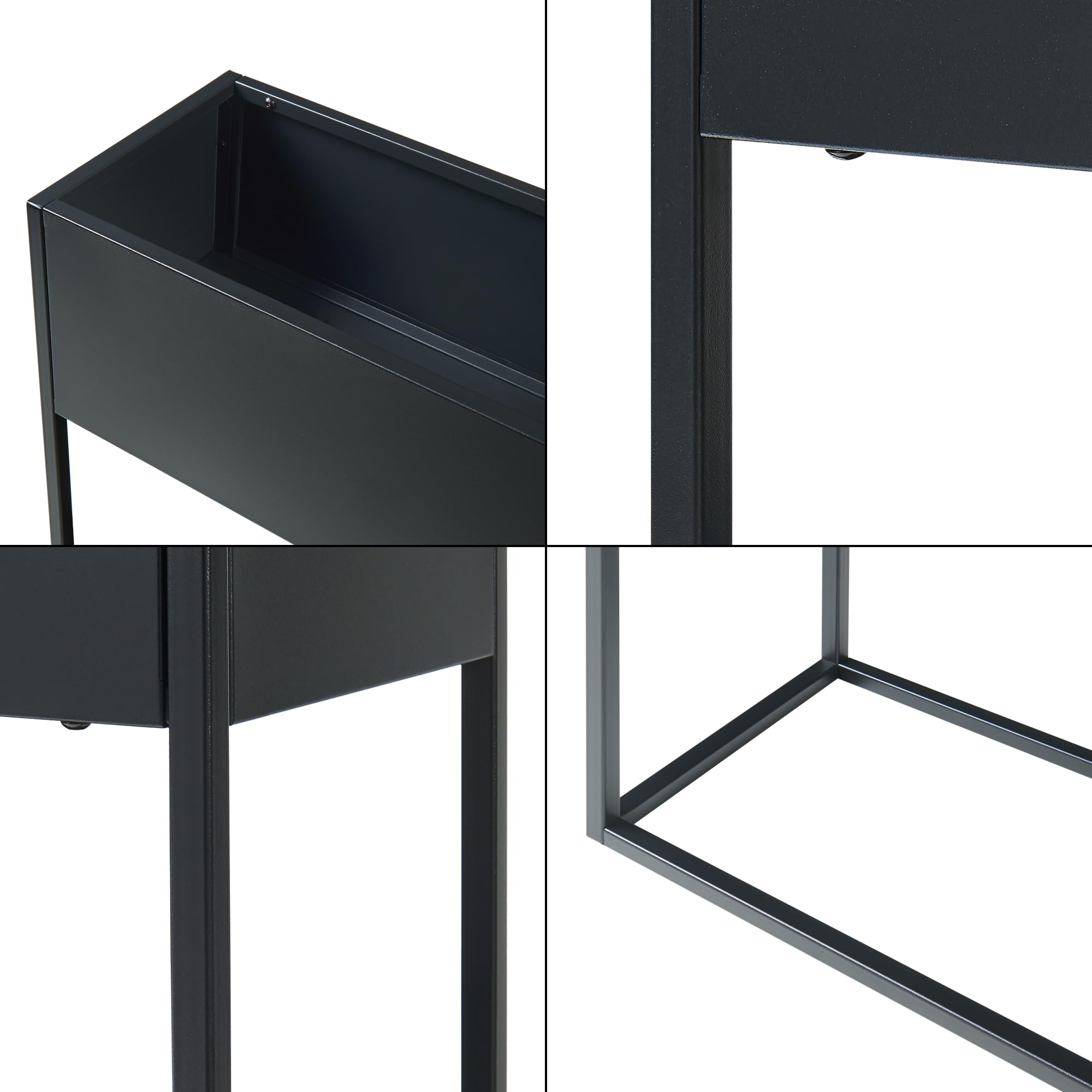 [en.casa] Porte-Plantes Surélevé avec Bac à Fleurs Support de Plantes Jardinière Intérieur et Extérieur Design Intemporel Stable Épuré pour Salon Terasse Balcon Acier 80 x 80 x 25 cm Noir