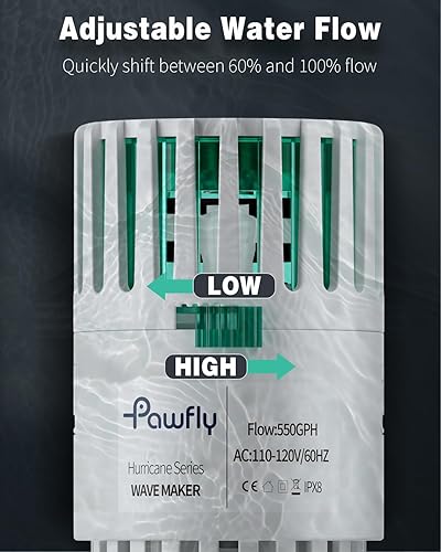 Miniatura 2 de Pawfly Wave Maker para acuario, cabezal de potencia de acuario de 550 gph, fabricante de ondas sumergible silencioso para peceras de 15 a 80