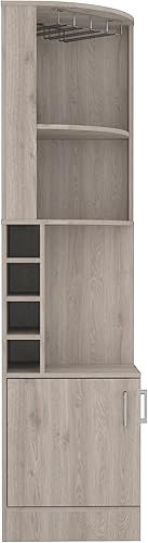 TUHOME Syrah - Armario de barra esquinera, color gris claro para sala de estar, incluye un armario con dos puertas, fácil acceso desde cualquier