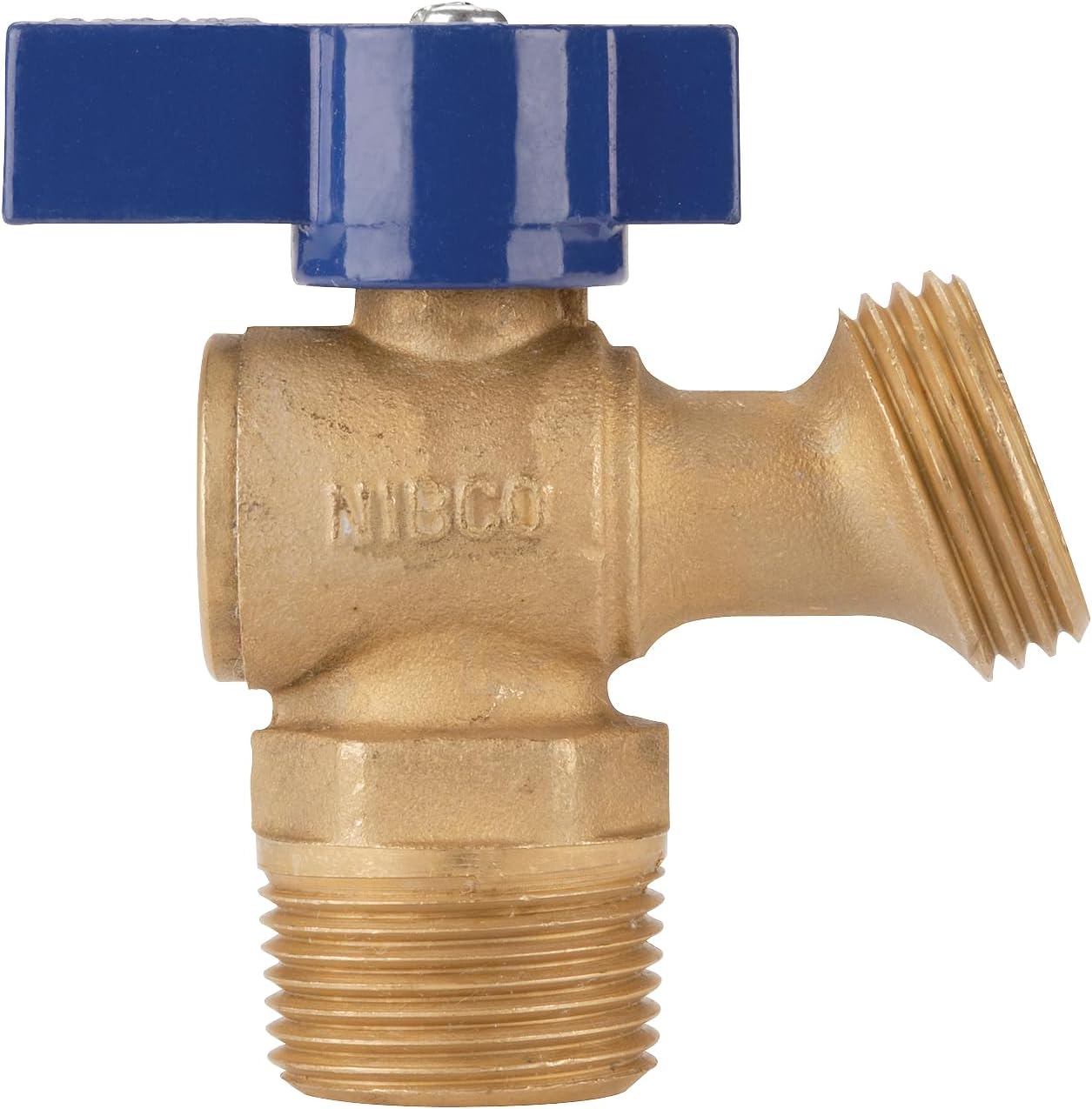 NIBCO Fig No QT74X, 1/2 in. Brass Boiler Drain, Quarter-Turn, Cup or Male Iron Pipe (MIP) Threads to Hose