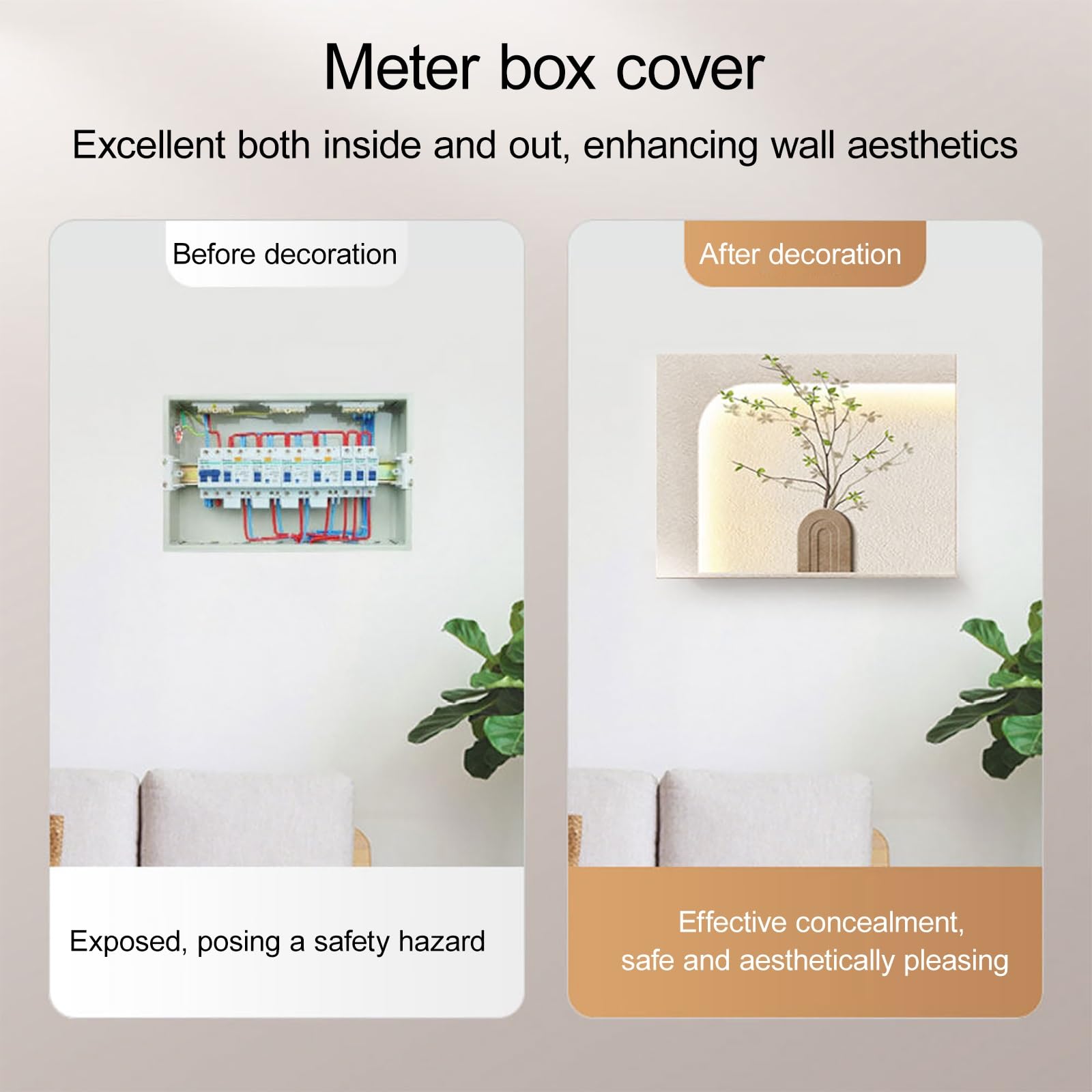 Genérico Cubierta Moderna para Panel eléctrico de Montaje en Pared, Mueble Decorativo para Caja de fusibles para el hogar y la Cocina, Elegante diseño para Caja de contadores para Pasillo y dormitori