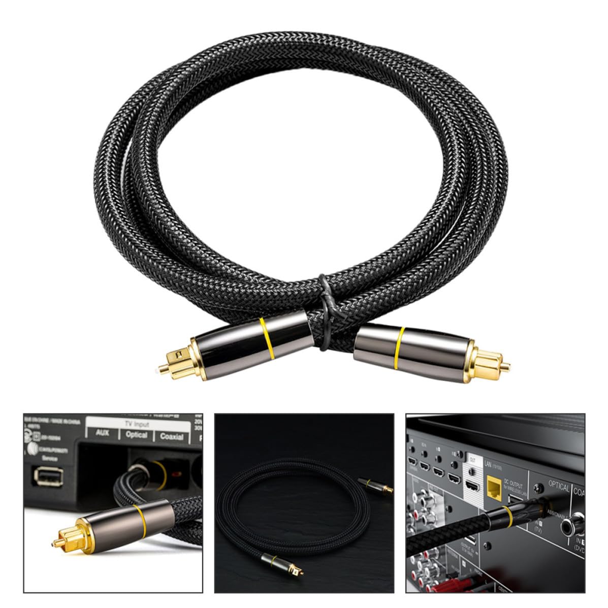 Cavo Ottico Audio Digitale in Fibra Ottica Nero Protezione e Lunga Durata, 20 Metri, per Trasmissione Audio Ottica