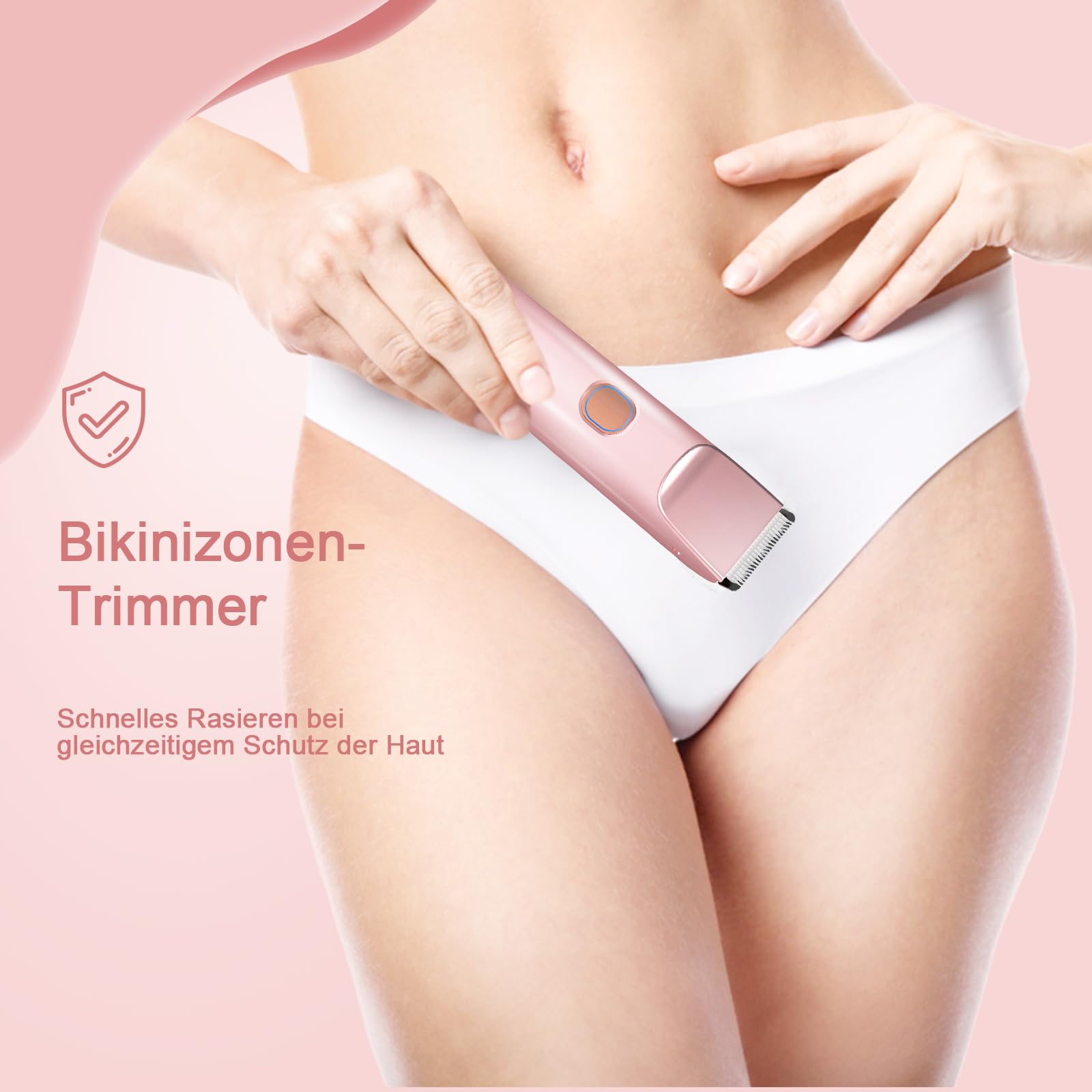 AOMEES Rasierer Damen, 2-in-1 Intimrasierer für Frauen, IPX7 Wasserdicht, Kabellos & Wiederaufladbar, Sanfter Trimmer für Gesicht, Körper & Bikinizone, Geschenk für Frauen (Rosa, Standard)
