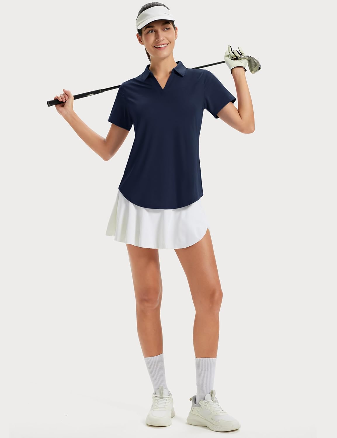 MAGCOMSEN Women's Golf Shirts Short Sleeve Polo UPF 50+ V Neck Collared Tops Quick Dry Tennis Athletic T Shirts - Image 6