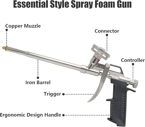 Vista 3 de Pistola de aplicación de sellador de pistola de espuma de PU, aplicador de pistola de espuma expansible de aislamiento por pulverización, pistola