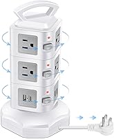 Vista 9 de Regleta de alimentación con abrazadera de escritorio de 3 salidas con 4 puertos USB, protector de sobretensiones de montaje en borde de escritorio