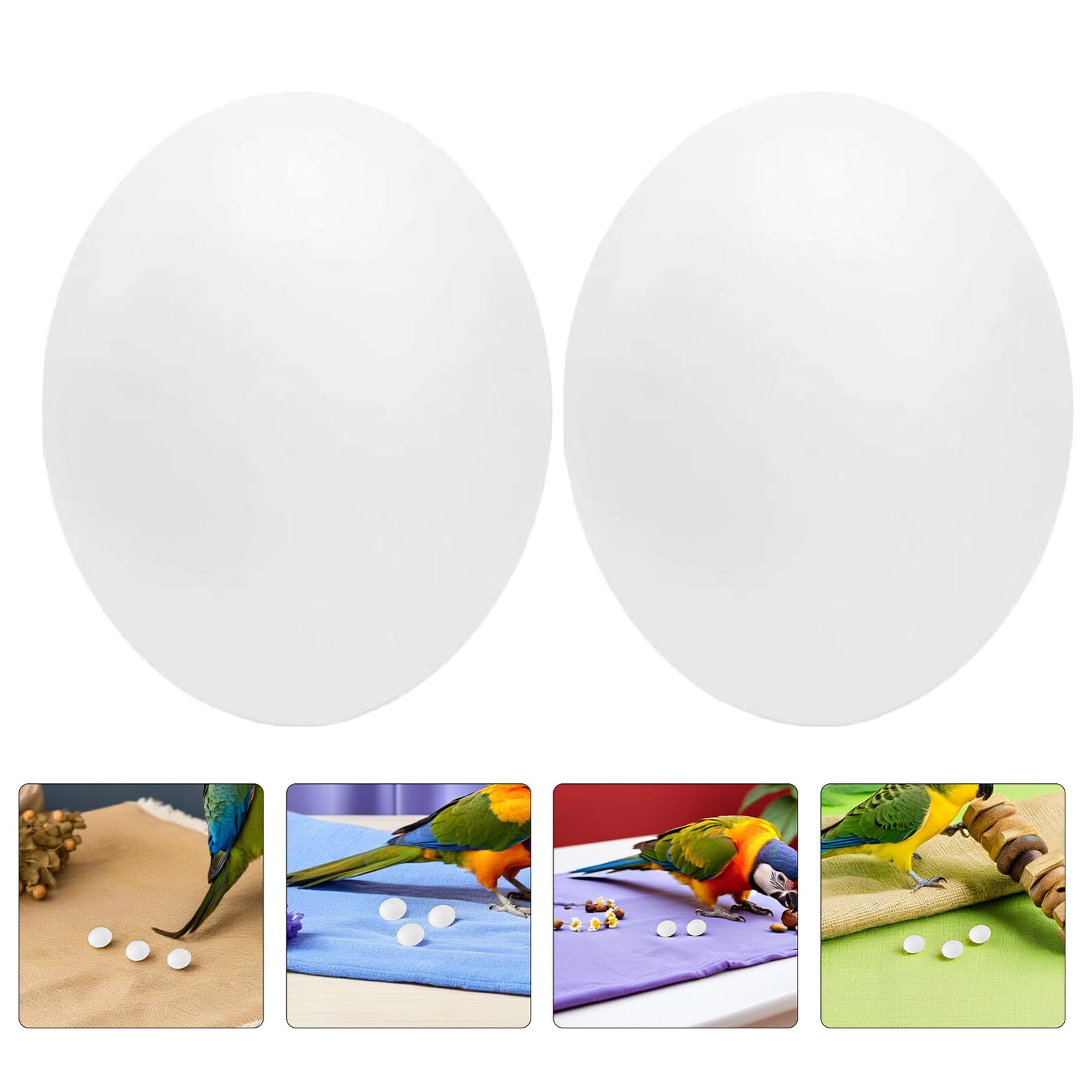 Abaodam 24 Pezzi Uova Finte per Pappagalli in Plastica Bianco, Accessori Gabbia per Addestramento Comportamentale e Studio Scientifico Aspetto Realistico