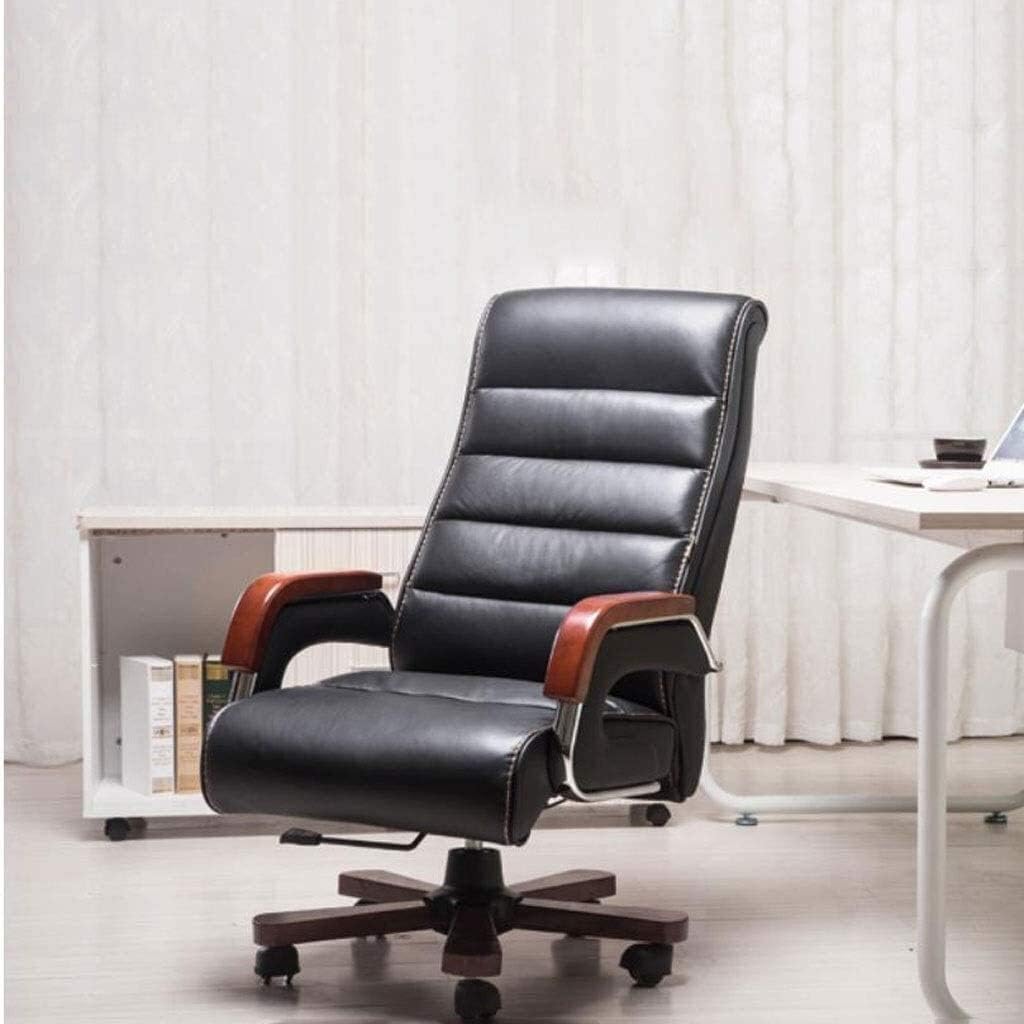 WYKDL Ejecutivo giratoria ajustable silla giratoria de oficina con brazos soporte lumbar ergonómico Escritorio Silla ergonómica Diseño Altura del asiento Silla de oficina de Boss de cuero de alta Volv