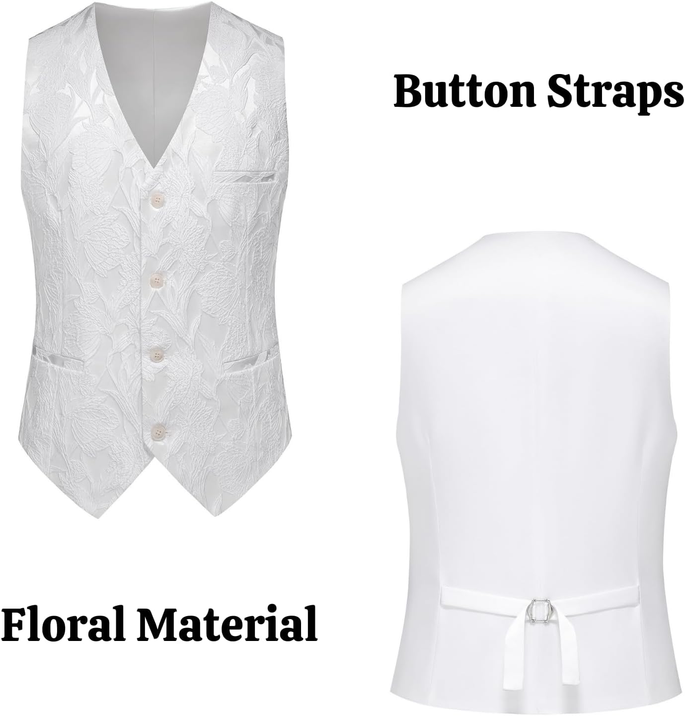 UNINUKOO Mens Suits 3 Piece 1 Button Prom Floral Wedding Shawl Lapel Casual Tuxedo Suit Set