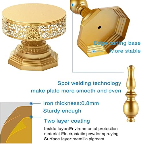 Weharnar Gold Cake Stand Set - 3 Pcs Metal Cupcake Holders For Dessert Table Round Gorgeous Dessert Display Stands Trays Set For Christmas, Wedding, Birthday, Bridal & Baby Shower, Tea Party #TOP4