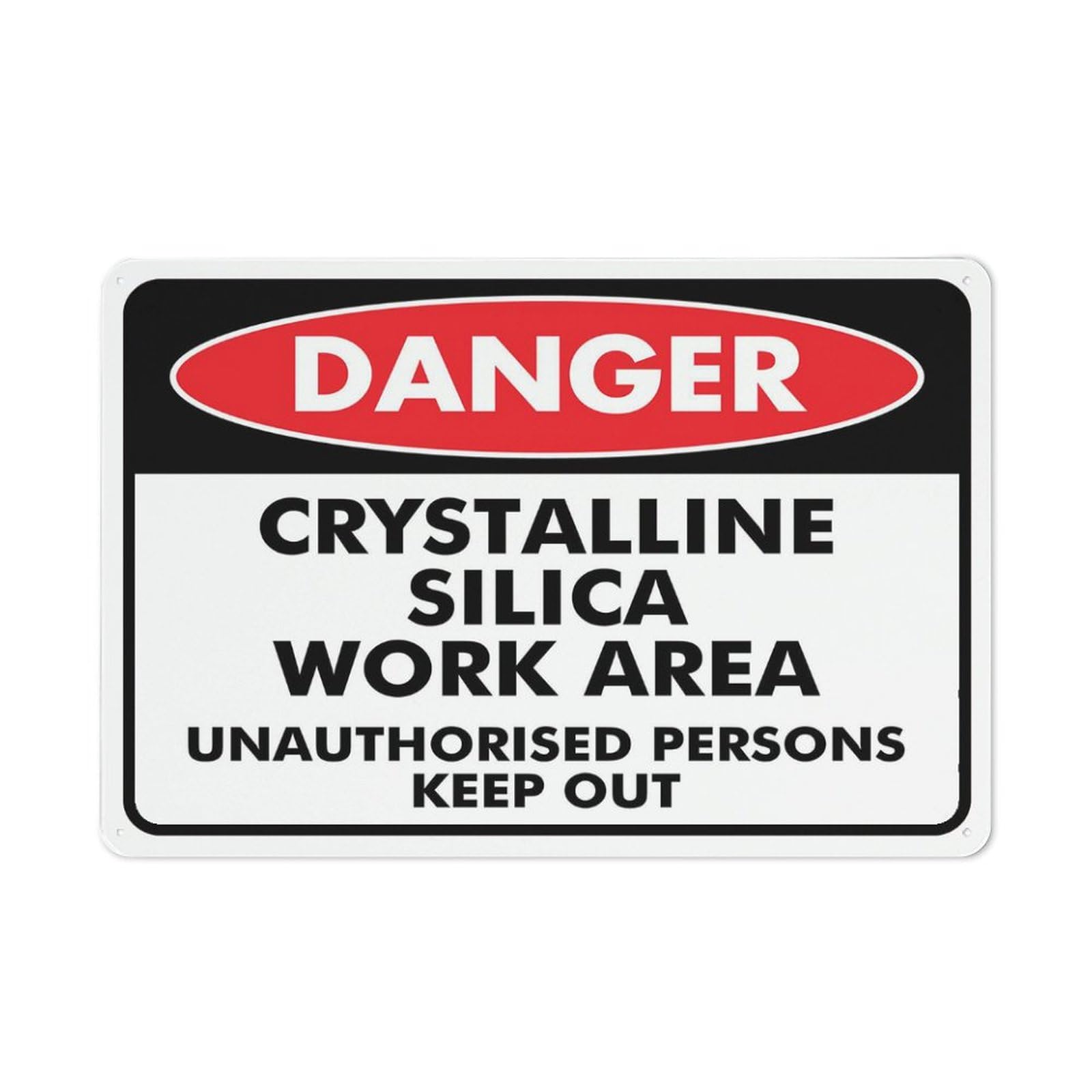 Danger - Crystalline Silica Work Area Warning Tin Sign, 8x12 Inch Wall Decor for Home, Kitchen, Farm, Garden, Garage