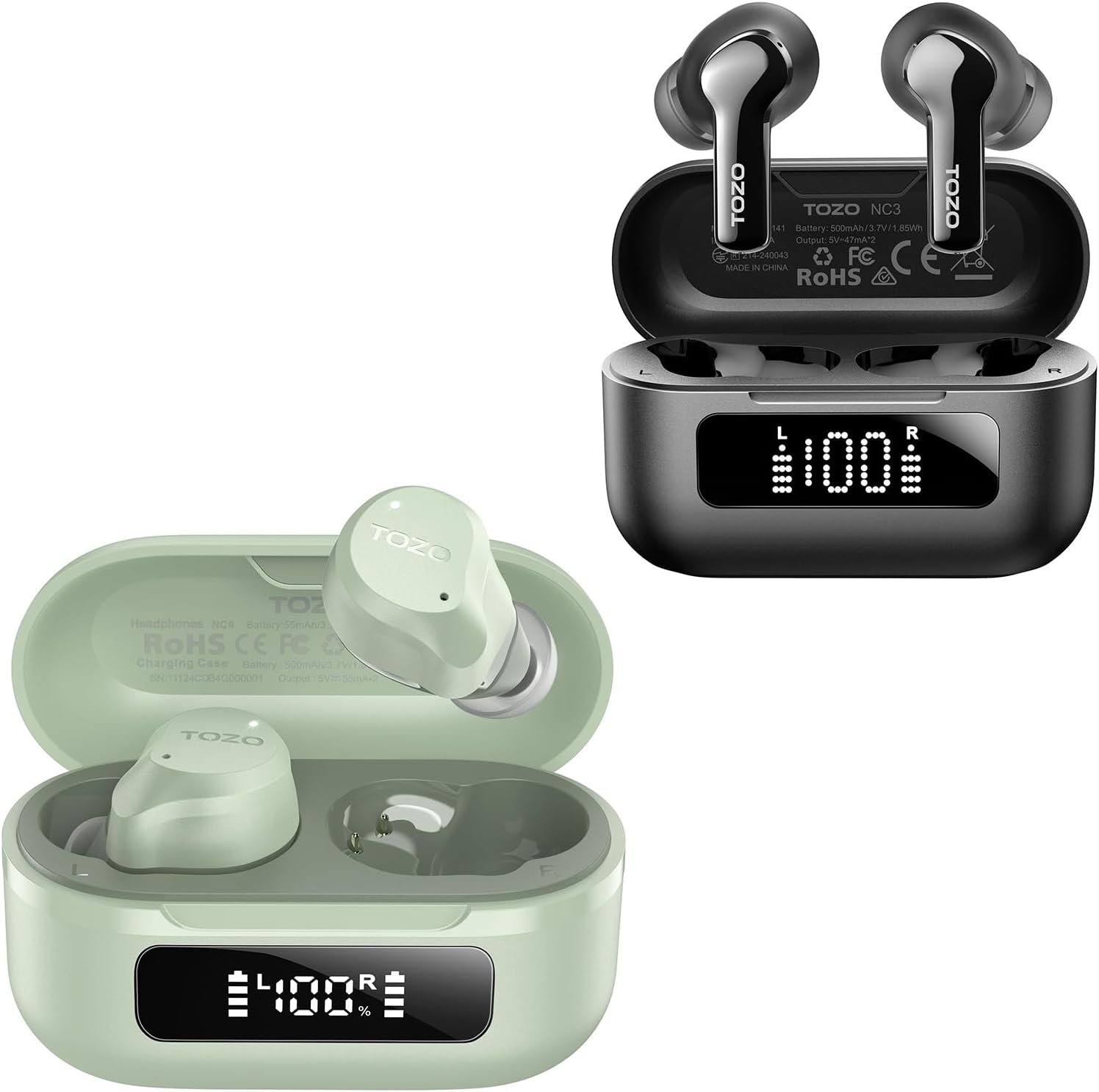 TOZO NC9 Wireless Earbuds with NC3 Ear Buds