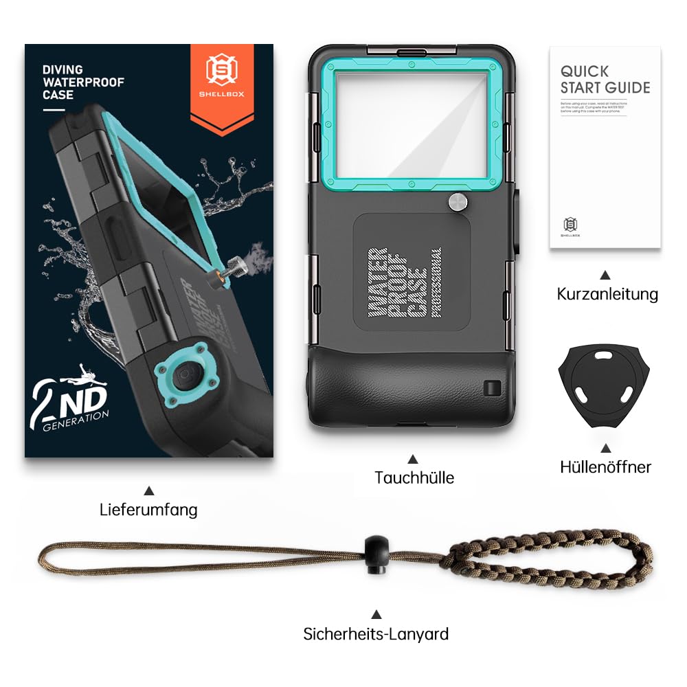 Profesjonalna wodoodporna obudowa IP68 15M - kompatybilna z iPhone, Samsung, Huawei, Xiaomi - do 6,9 cala - do nurkowania, snorkelingu, surfowania i pływania (czarno-niebiesko-zielony)
