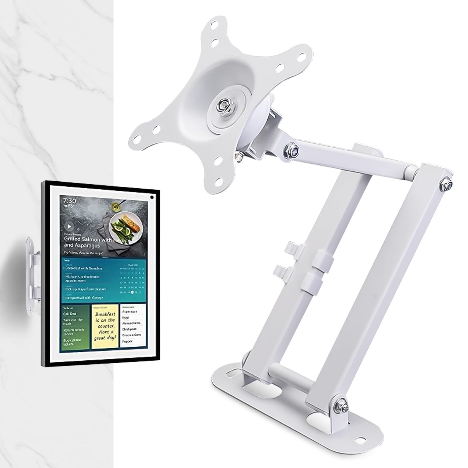 Soporte de pared giratorio: soporte de pared ajustable universal para monitor de TV 10-32", 100 x 100, 75 x 75 mm, blanco