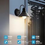 Motion Sensor Light Bulbs Dusk to Dawn 13W Equivalent 100W 1100lm Movement Activated Security LED Light Bulb 2700K Warm White, Auto On Off for Porch Garage Basement Hallway Closet, 4 Pack