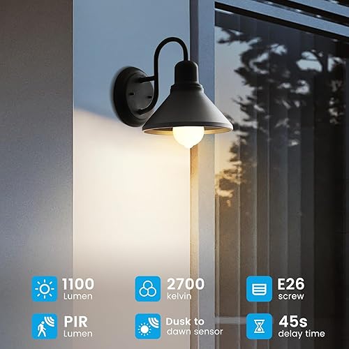 Miniatura 4 de Aovpex Bombillas con sensor de movimiento, equivalente al anochecer al amanecer, equivalente a 13 W, 100 W, 1100 lúmenes, bombilla LED de seguridad