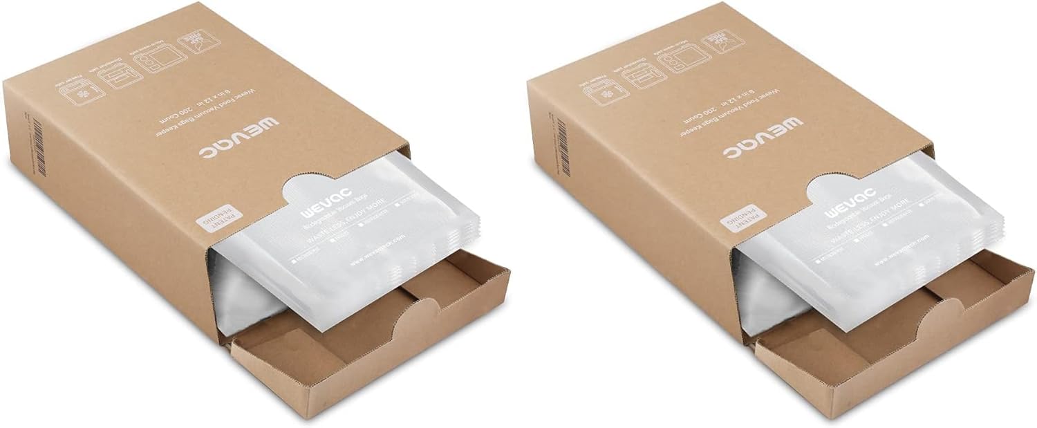Wevac 8” x 12” 200 Count Food Vacuum Sealer Bags Keeper, PreCut Quart, Ideal for Food Saver, BPA Free, Commercial Grade, Great for storage, meal prep and Sous Vide (Pack of 2)