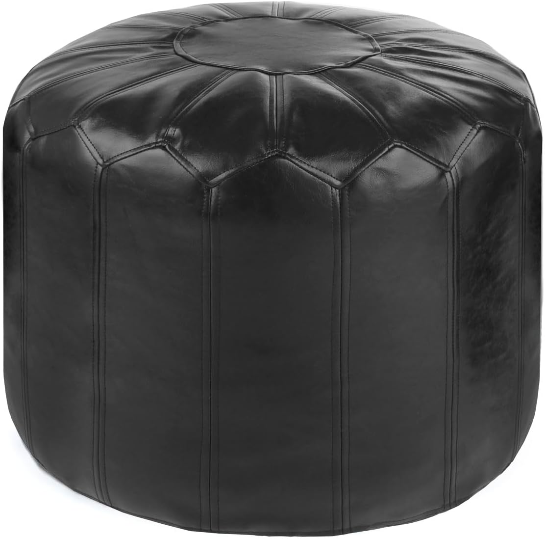 zefen Round Faux Leather Ottoman Chic Footstool Ottoman