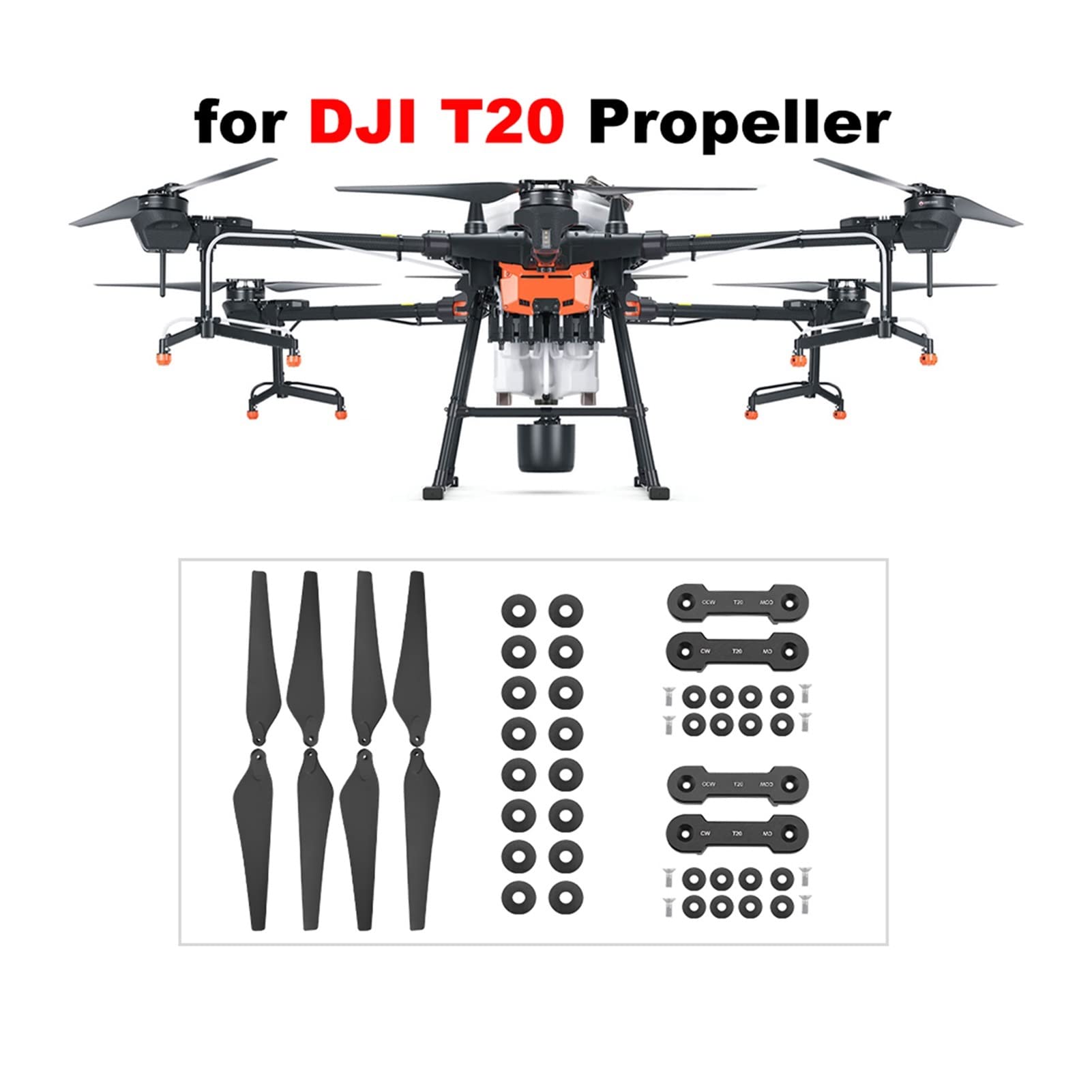 Hélice plegable de paleta de nailon de fibra de carbono 3390 CW/CCW con abrazadera de accesorios, Dron de planta agrícola, for DJI T20 Drönarbytesblad(Orage 1 pair)