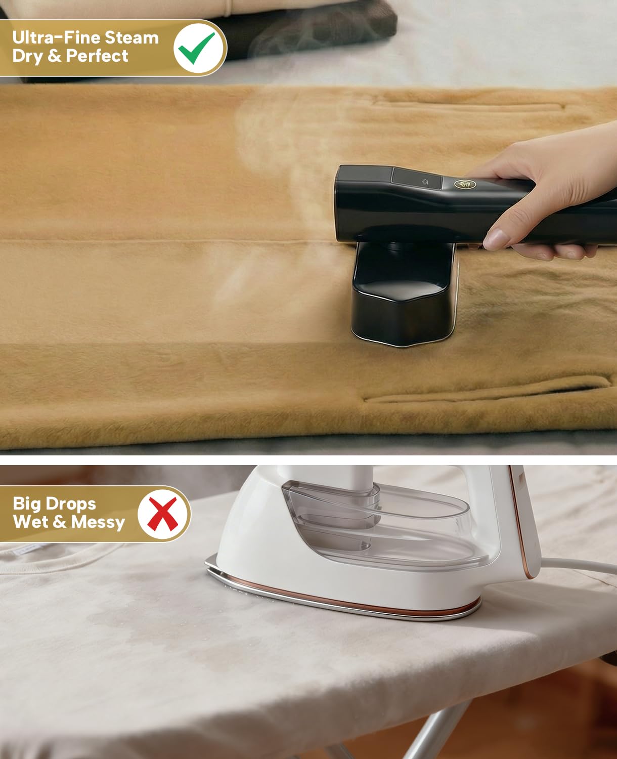 Travel Steamer for Clothes 1000W 110V Handheld Garment Steamer with LCD Display 15s Fast Heat Up Leakproof Design 3 Steam Levels with Portable Wrinkle Remover for Home, Dorm Hotel - 5