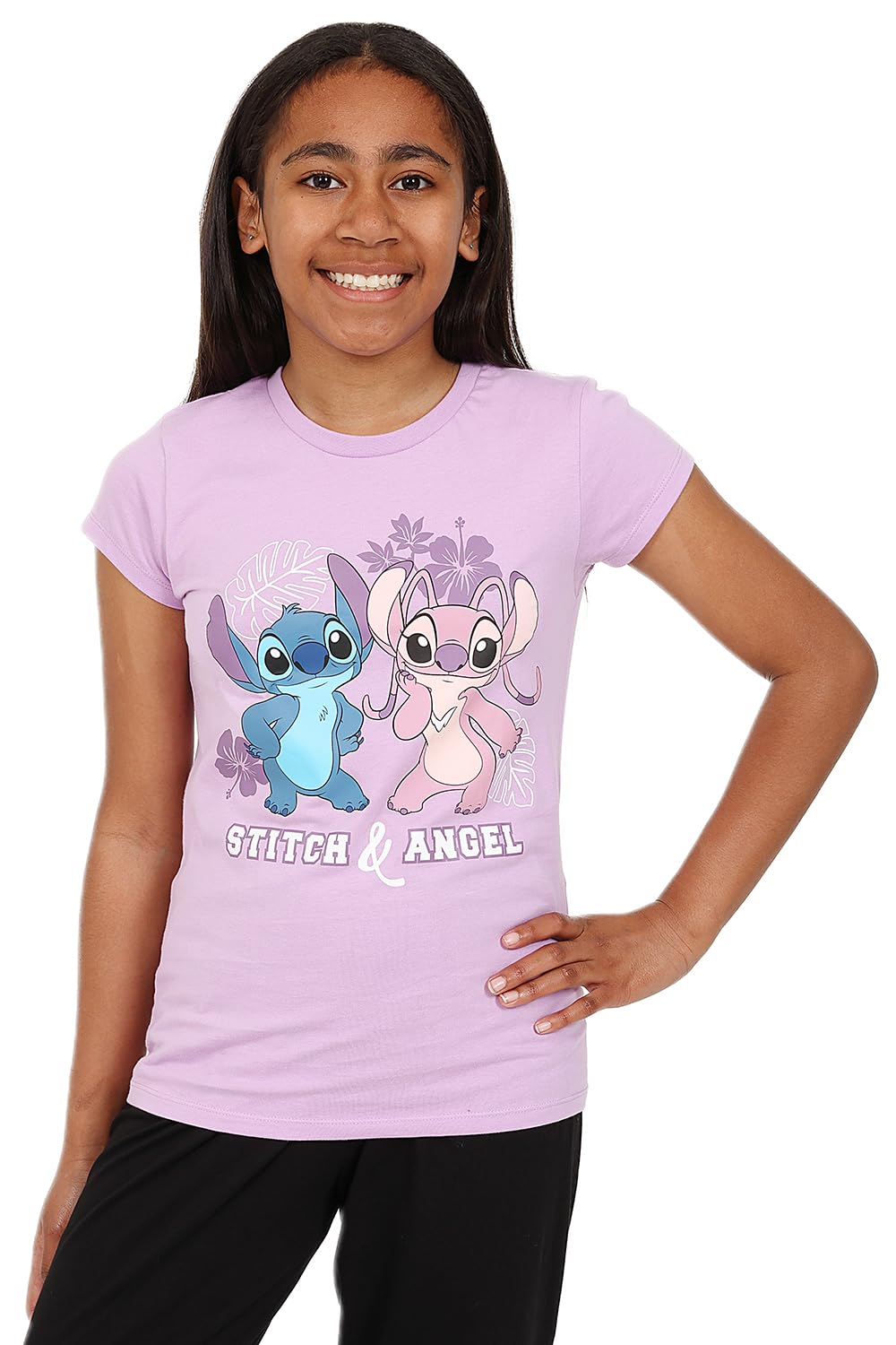 Disney Lot de 3 t-Shirts Lilo et Stitch pour Filles Angel Haut d'été Manches Courtes