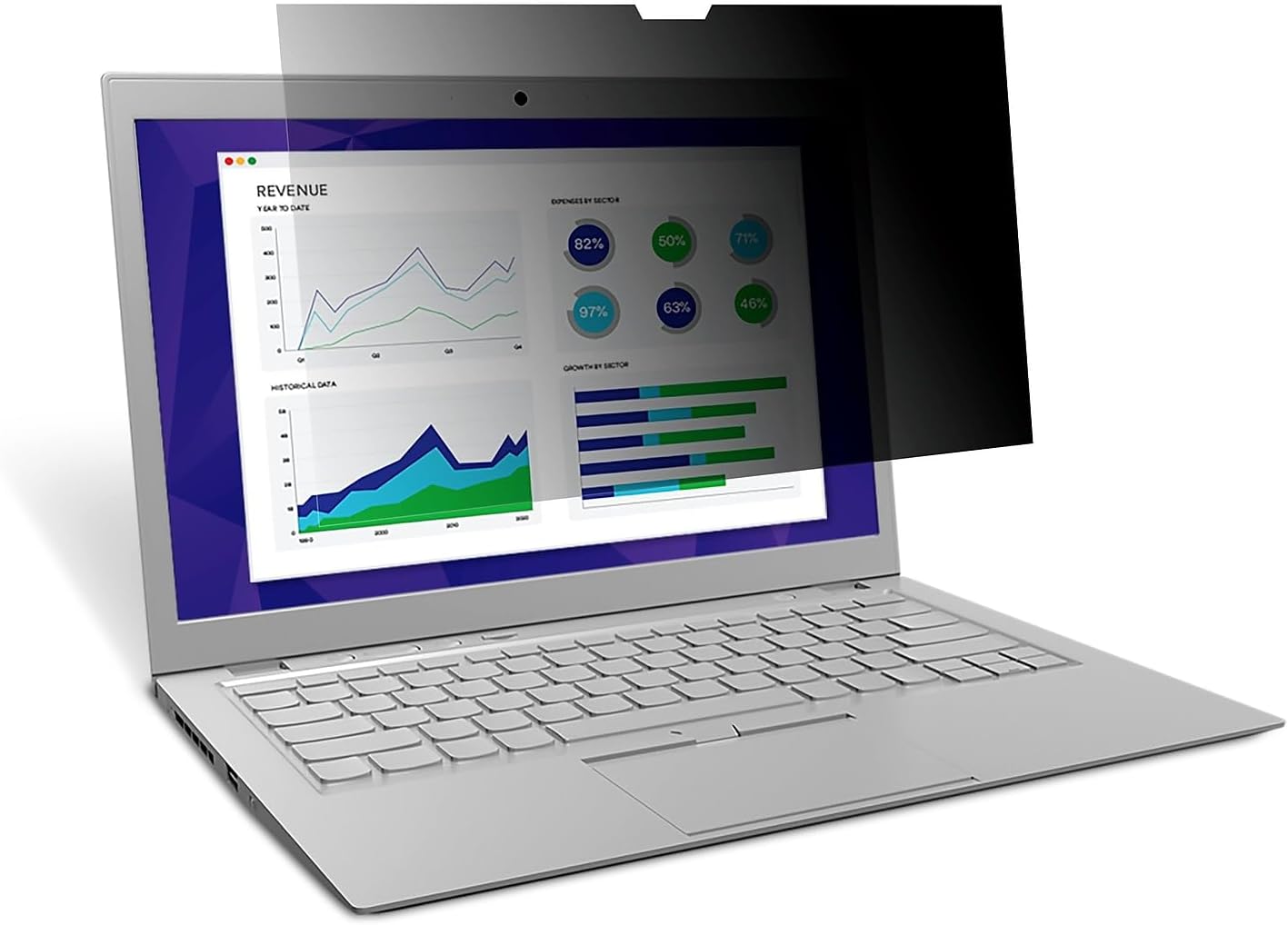 3M™ Touch Privacy Filter for 12.3" Full Screen Laptop with Comply™ Attachment System (PF123C3E), Black