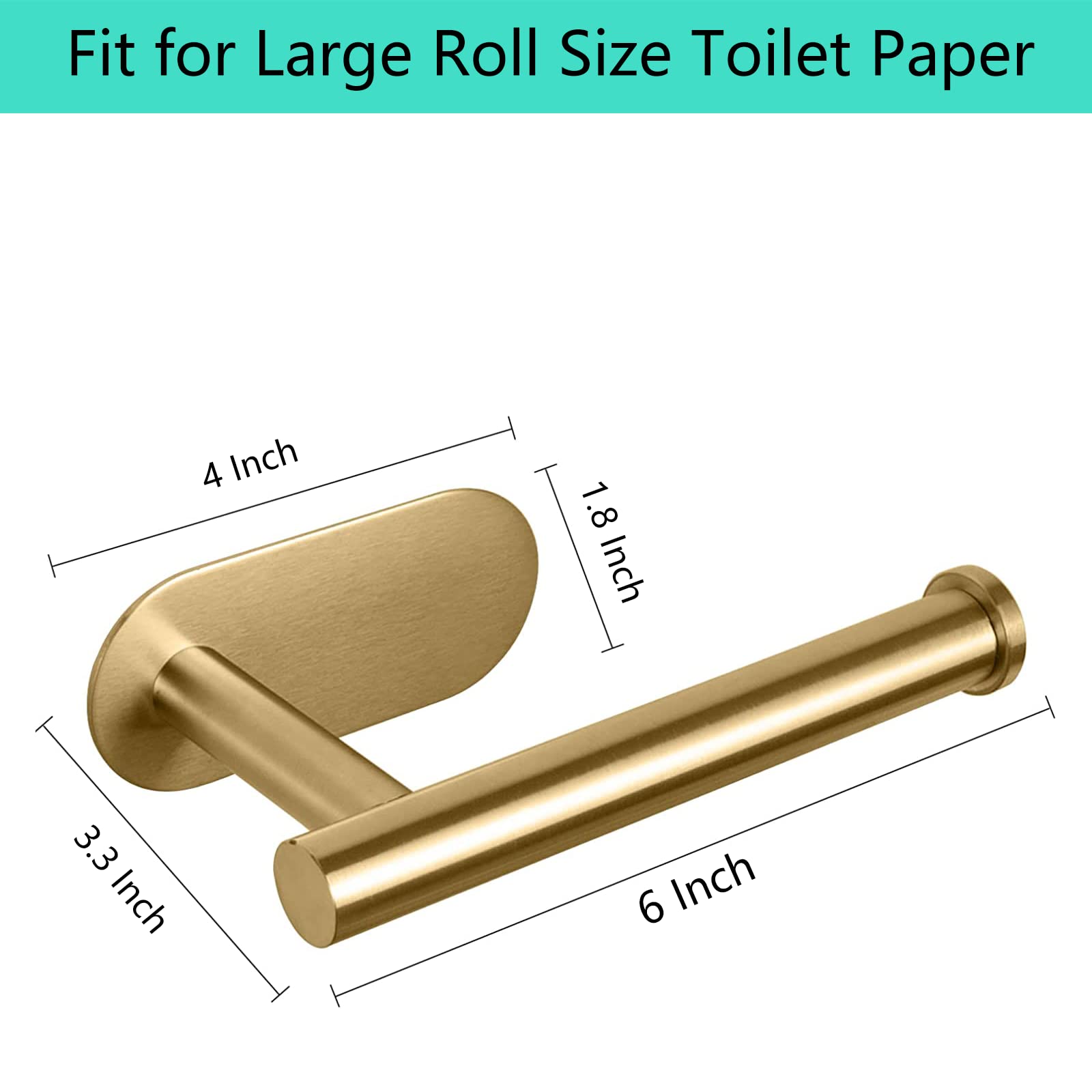 Self-Adhesive Stainless Steel Wall Mounted Toilet Paper Holder - Adhesive Mounting, No Drilling - Suitable for Bathroom, Kitchen, RV (Brushed Gold) — Amazon image 6