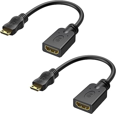 Cable Matters 2-Pack Mini HDMI to HDMI Adapter - 6 Inches, with 4K and HDR Support for Raspberry Pi Zero and More