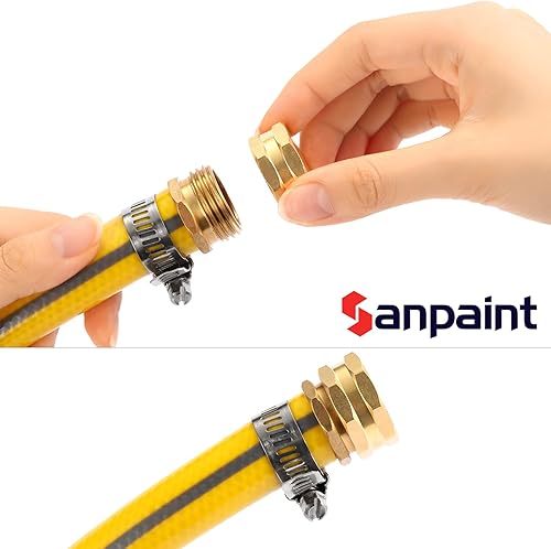 Miniatura 6 de Sanpaint Paquete de 2 tapas para manguera de jardín con arandelas, tapa de espiga de latón, tapa de extremo hembra de 34 pulgadas