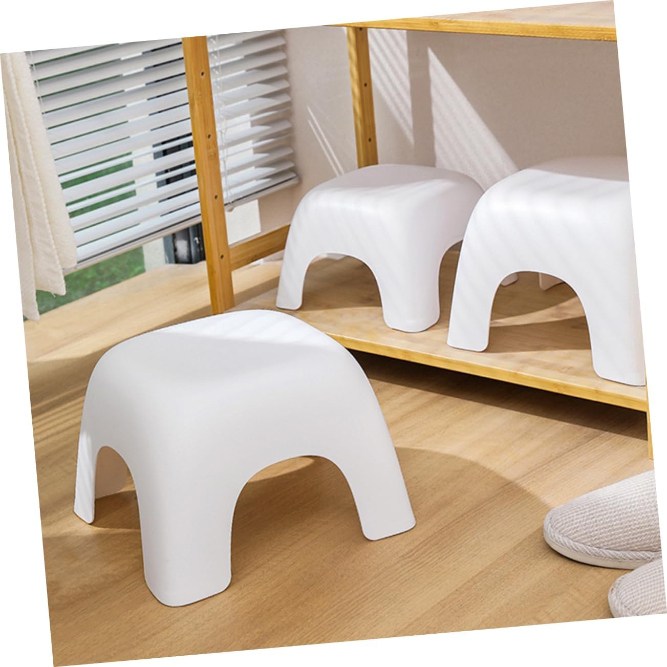 Kichvoe Plastic Stool Slip Small Footstool for Stackable Lightweight Step Stool for Bathroom Bedroom Living Room Use