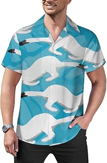Ferret Funny Animal Lover Mens Shirts Hawaiian Short Sleeved Cuban Collar Graphic Tees Tops