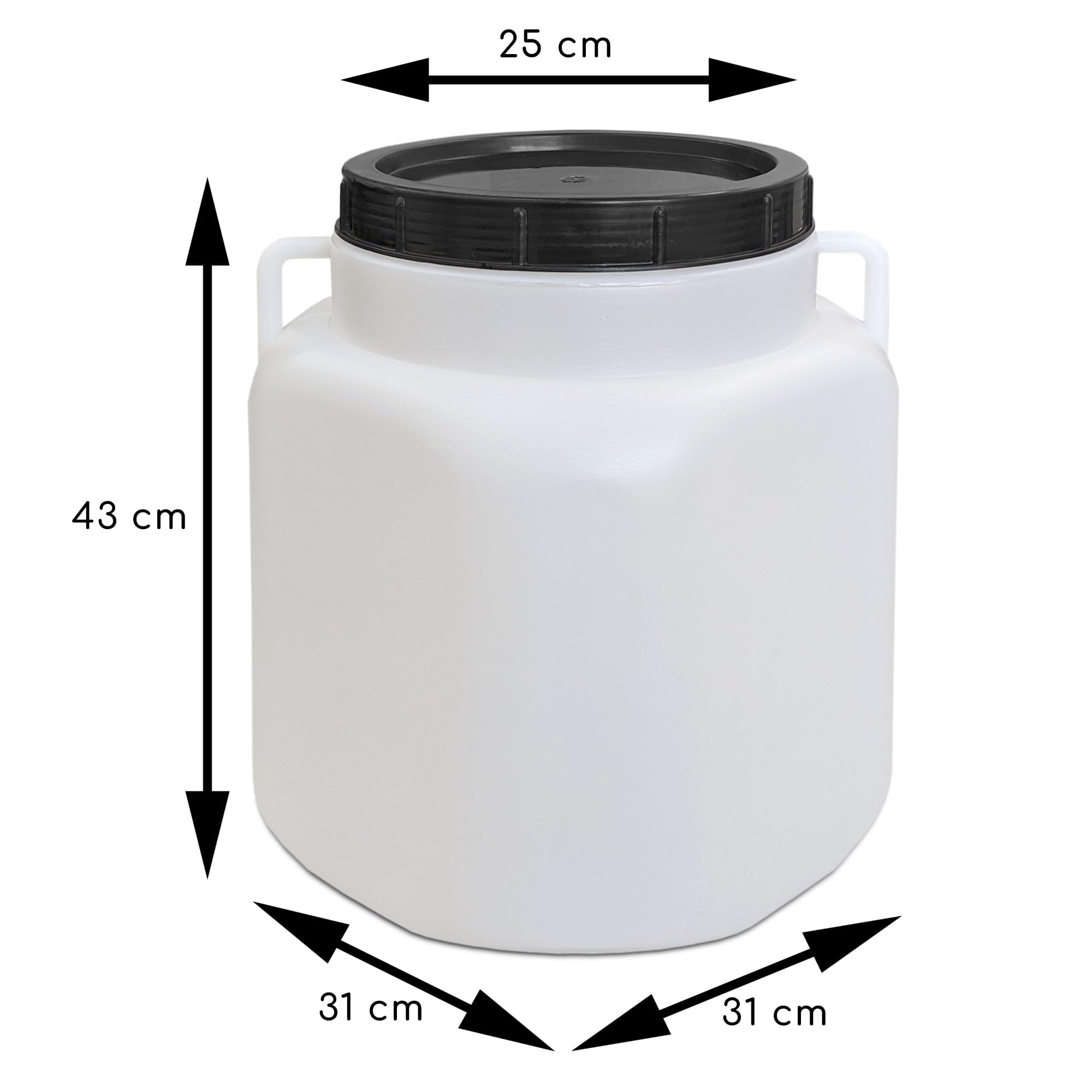 Plasteo® Botte Rettangolare 30 Litri In Plastica HDPE – Bocca Larga, Con Manici, Adatta Ad Alimenti E Acqua Piovana, Senza BPA - 3