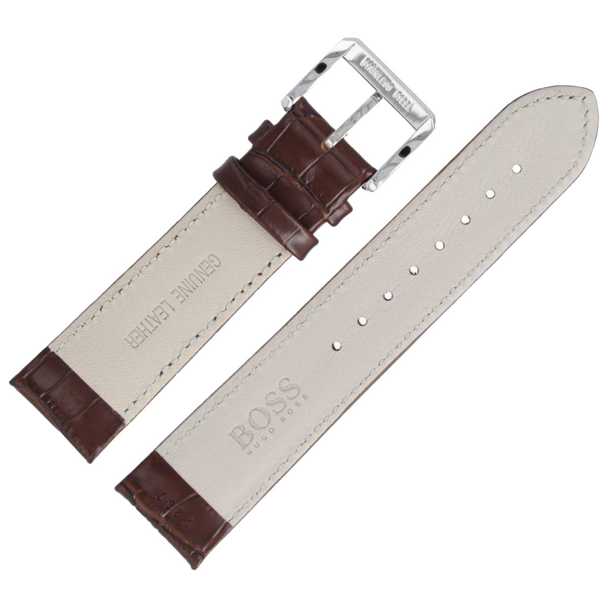 Hugo Boss - Bracelet de montre 659302267 - 22 mm - En cuir - Marron - Crocodile