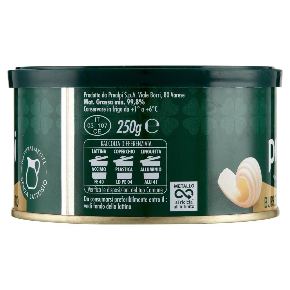 Prealpi Burro Chiarificato Lot de 6 boîtes de 250 g de beurre clarifié naturel sans lactose