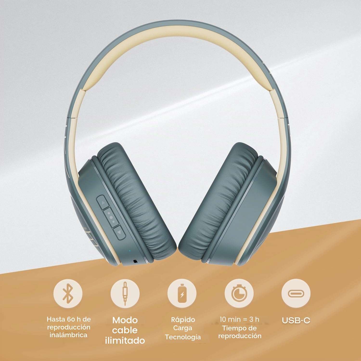 PowerLocus P7 Auriculares Inalámbricos Bluetooth, Cascos Inalambricos, 50 Horas de Reproducción, Auriculares Inalambricos Diadema con Micrófono, Hi-Fi Estéreo Audifonos para Móviles/PC/TV