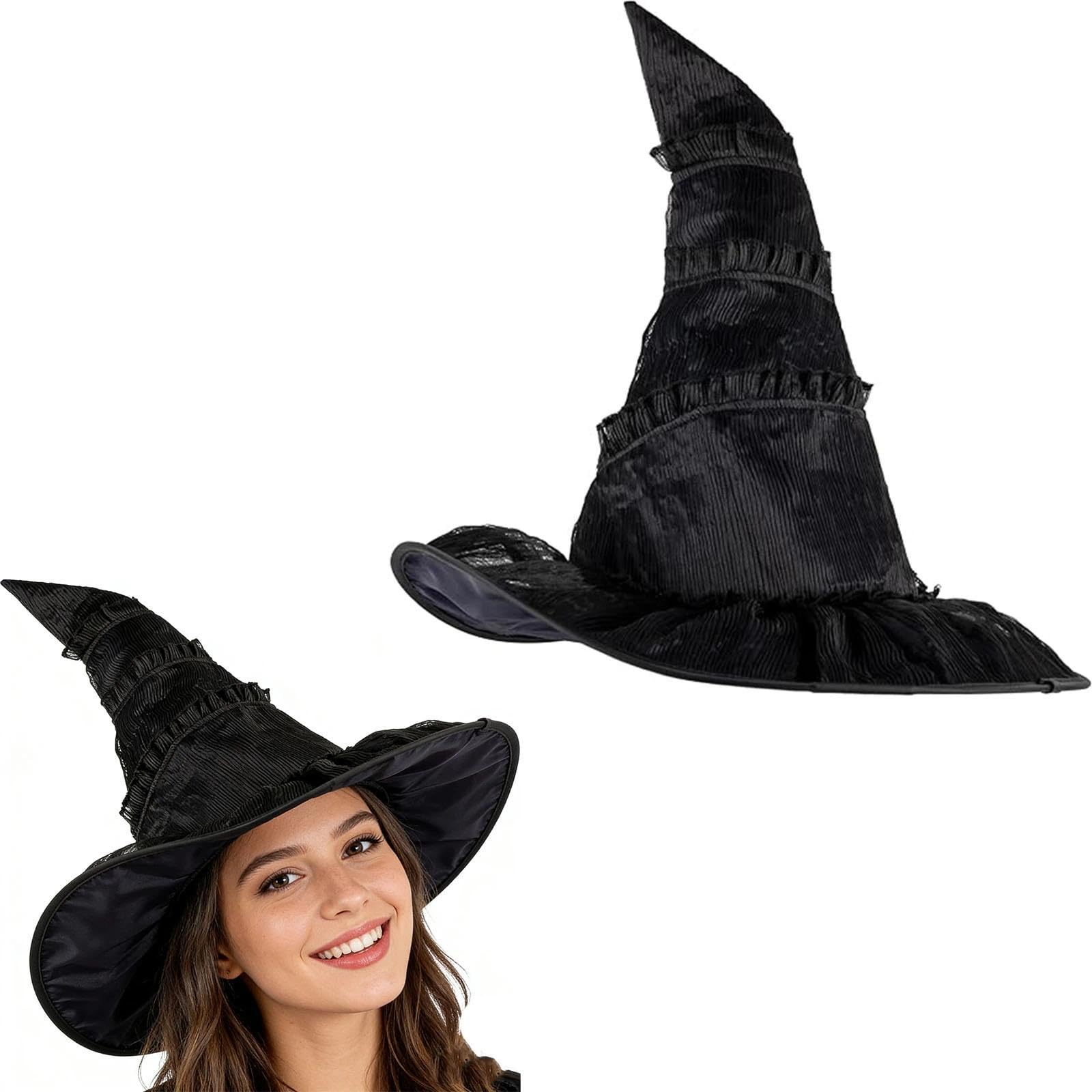 MAIKAOZA Adult Witch Hat – Premium Velvet Witches Hat for Costume Party, Halloween Decor, and Wicked Fancy Dress – One Size Fits Most, Classic Pointed Design