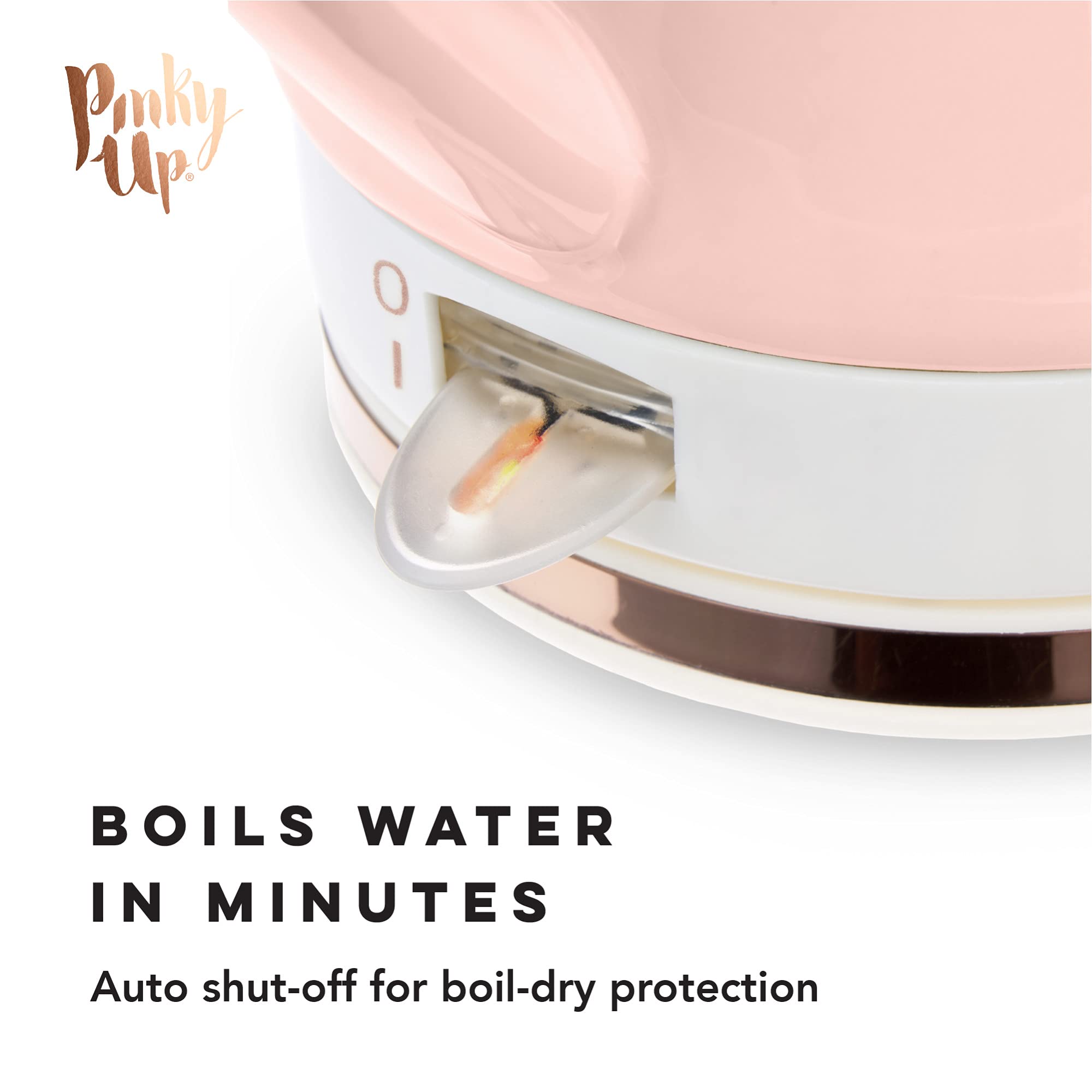 Pinky Up Noelle 1.5 L Ceramic Electric Tea Kettle, Pink, Rose Gold