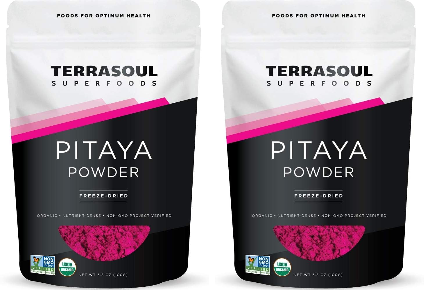 Terrasoul Superfoods Organic Freeze-Dried Pitaya Powder (Dragonfruit), 3.5 Oz - Vibrant Color | Antioxidants | Vitamin C (Pack of 2)
