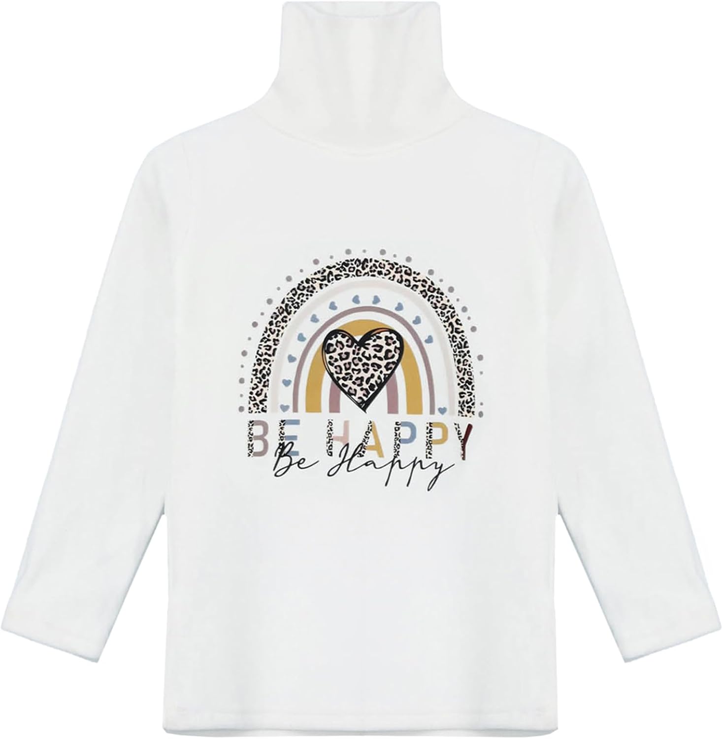 Kids Fleece Undershirt Turtle Neck Long Sleeve Printed Thermal Basic Top