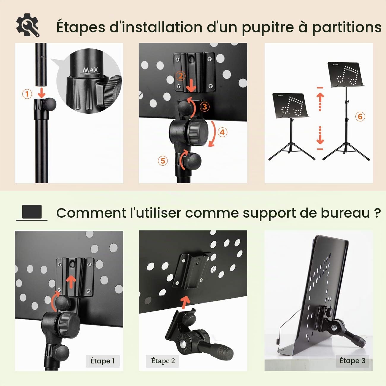 CAHAYA Pupitre 2 en 1 pour partitions et support de bureau & Korg MA-2 LCD Pocket Digital Métronome bleu/noir