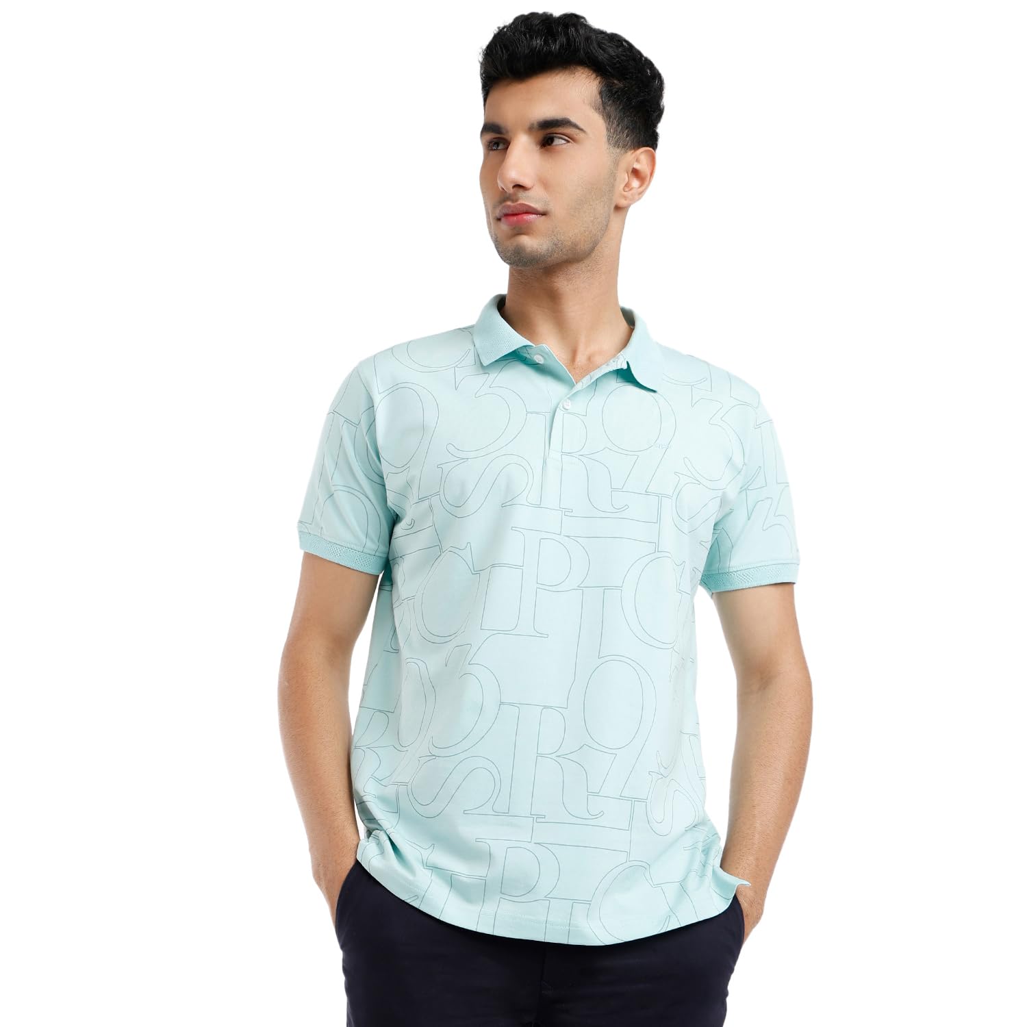 Men Regular Fit Print Pattern Cotton Blend Half Sleeve Polo Neck Casual T-Shirt-image-15