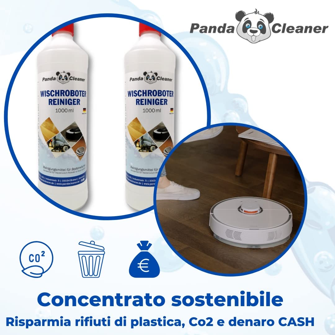 PandaCleaner detergente per robot lavapavimenti - 3L detersivo pavimenti offerta - Floor Cleaner - detergente pavimenti - Delicato su robot e pavimento + Particolarmente economico (3x 1L)