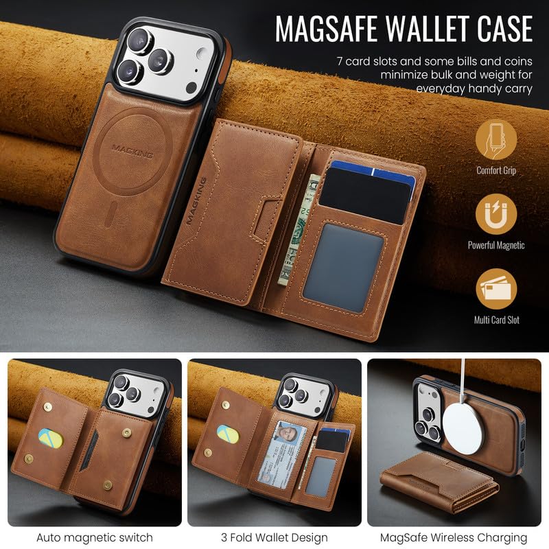 Funda iPhone 17 Pro antichoque compatible con carga inalámbrica y tarjetero extraíble 2