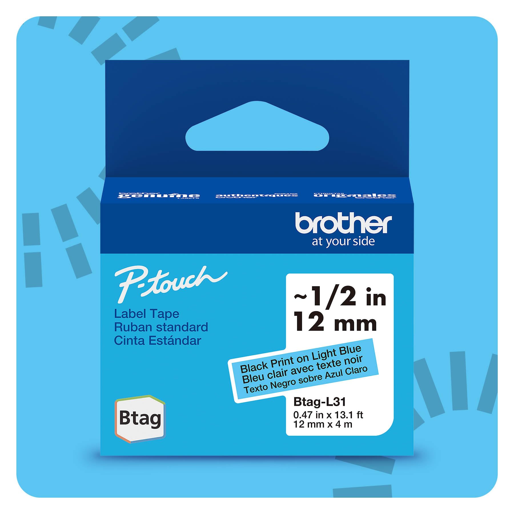 Amazon.com: Brother Genuine P-Touch Btag BTAGL31 Black on Light