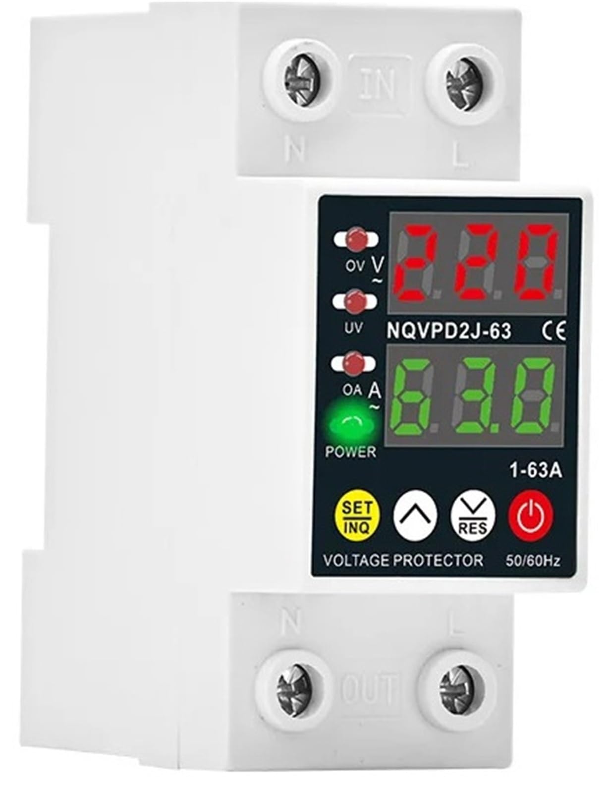 Protecteur de surtension réglable 220V 110V, 50/60Hz, 40A, 63A