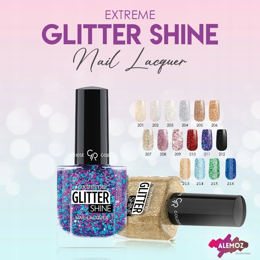 Golden Rose Glitter Shine Nail Lacquer No:208