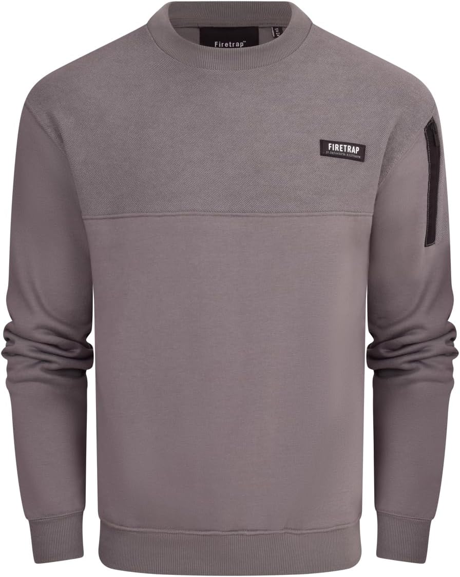 Firetrap Mens Designer Cotton Crew Neck Classic Logo Knitted