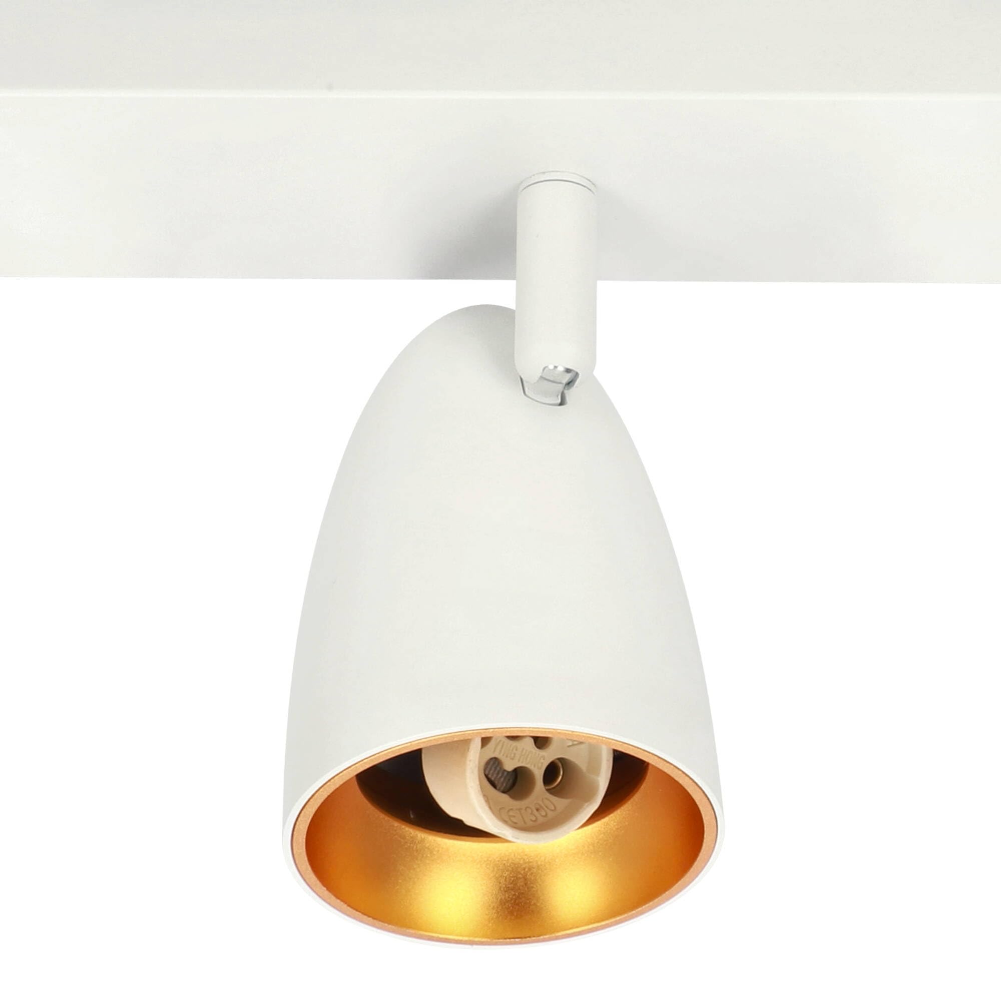EDO Plafoniera LED OVO 4 Faretti Orientabili GU10 – 4 Luci, Bianco Con Anello Oro, Per Soggiorno E Cucina - 4