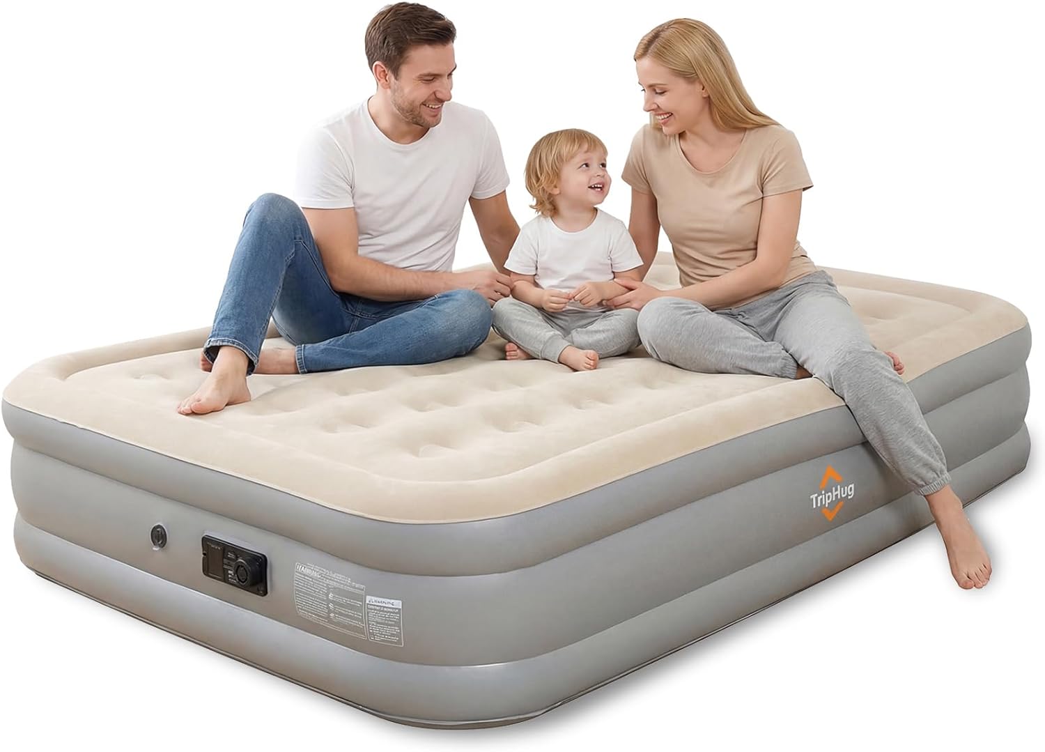 Twin Air Mattress with Built-in Pump, 2 Min Fast Inflation, 16" Raised Height, Supports up to 650 lbs, for Camping, Home Use, Guests, Portable Travel–Single Air Mattress