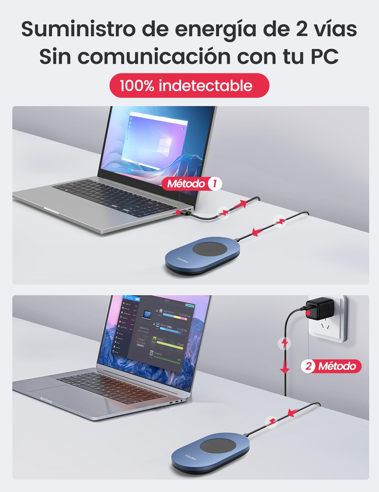 VAYDEER Mouse Mover Ultrafino Jiggler con Temporizador Ajustable: Movimiento Silencioso e Indetectable, Sin Necesidad de Controladores para PC